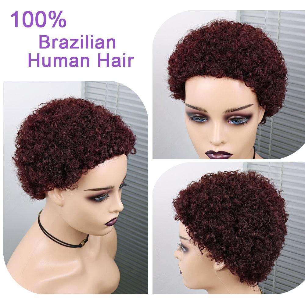 Perruques Courtes Cheveux Bouclés Coupe Pixie Cheveux Humains Brésiliens Pour Femmes Noires Noir Naturel 150% Densité Perruque Cheveux Humains Frisés Crépus Afro Sans Colle Pour Femmes Noires Cadeaux Pour Petites Amies