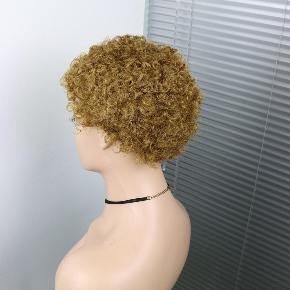 Perruques Courtes Cheveux Bouclés Coupe Pixie Cheveux Humains Brésiliens Pour Femmes Noires Noir Naturel 150% Densité Perruque Cheveux Humains Frisés Crépus Afro Sans Colle Pour Femmes Noires Cadeaux Pour Petites Amies