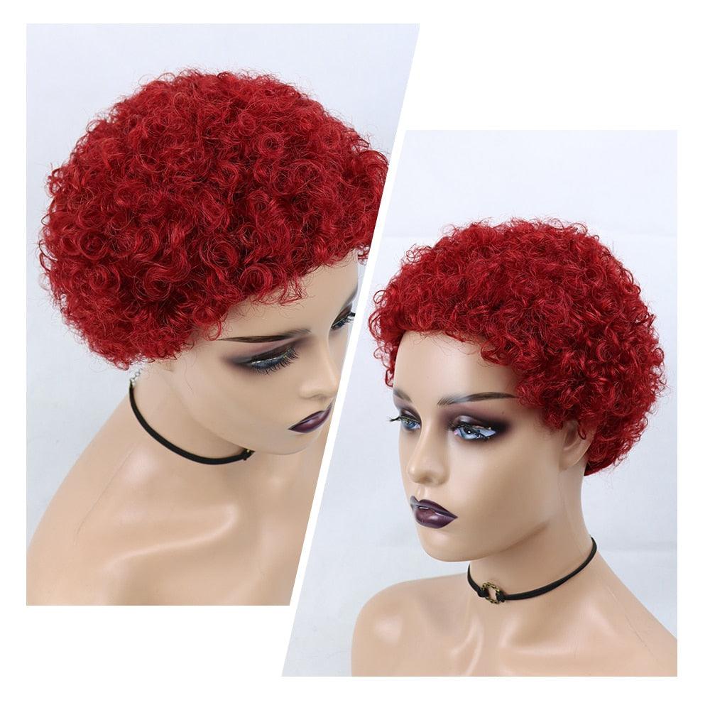 Perruques Courtes Cheveux Bouclés Coupe Pixie Cheveux Humains Brésiliens Pour Femmes Noires Noir Naturel 150% Densité Perruque Cheveux Humains Frisés Crépus Afro Sans Colle Pour Femmes Noires Cadeaux Pour Petites Amies
