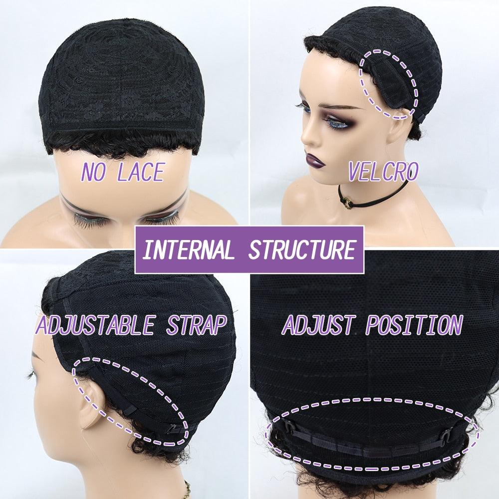 Perruques Courtes Cheveux Bouclés Coupe Pixie Cheveux Humains Brésiliens Pour Femmes Noires Noir Naturel 150% Densité Perruque Cheveux Humains Frisés Crépus Afro Sans Colle Pour Femmes Noires Cadeaux Pour Petites Amies