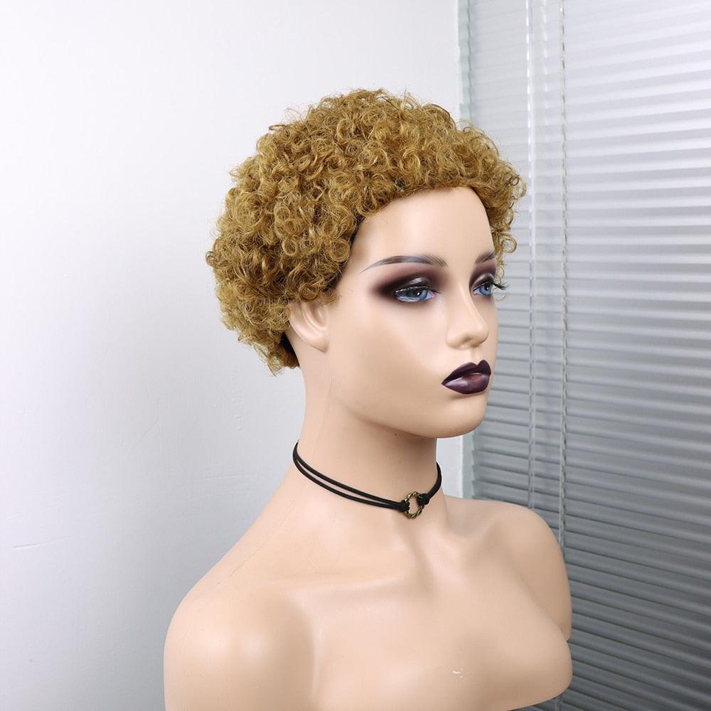 Perruques Courtes Cheveux Bouclés Coupe Pixie Cheveux Humains Brésiliens Pour Femmes Noires Noir Naturel 150% Densité Perruque Cheveux Humains Frisés Crépus Afro Sans Colle Pour Femmes Noires Cadeaux Pour Petites Amies