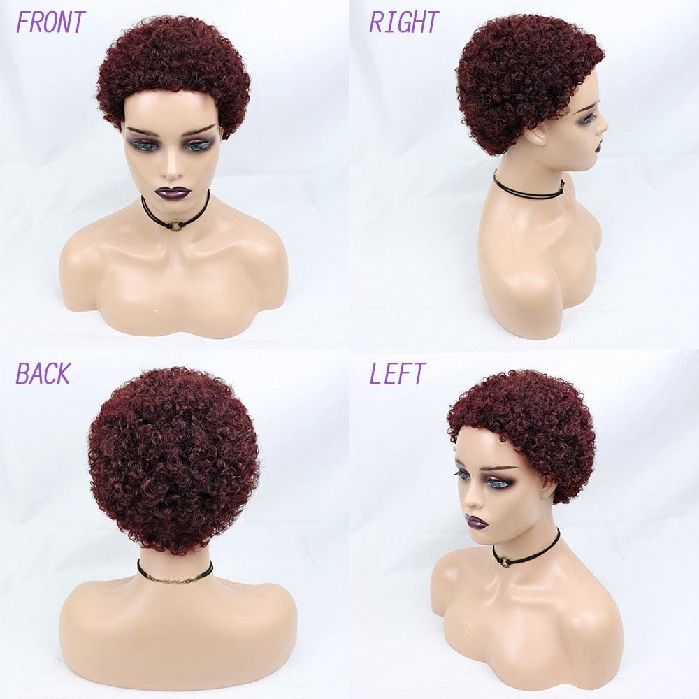 Perruques Courtes Cheveux Bouclés Coupe Pixie Cheveux Humains Brésiliens Pour Femmes Noires Noir Naturel 150% Densité Perruque Cheveux Humains Frisés Crépus Afro Sans Colle Pour Femmes Noires Cadeaux Pour Petites Amies