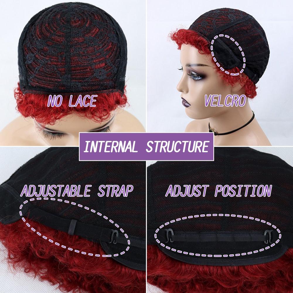 Perruques Courtes Cheveux Bouclés Coupe Pixie Cheveux Humains Brésiliens Pour Femmes Noires Noir Naturel 150% Densité Perruque Cheveux Humains Frisés Crépus Afro Sans Colle Pour Femmes Noires Cadeaux Pour Petites Amies