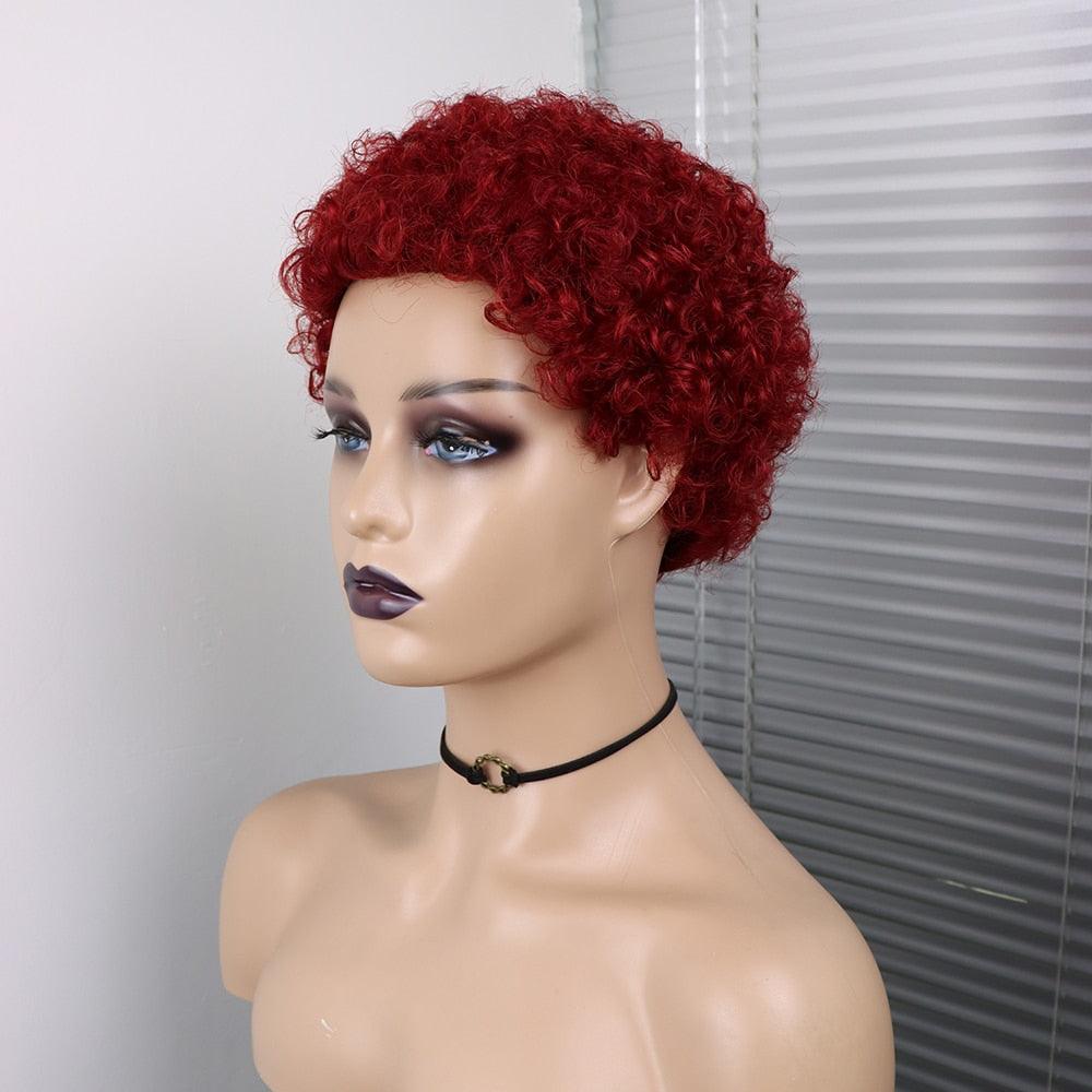 Perruques Courtes Cheveux Bouclés Coupe Pixie Cheveux Humains Brésiliens Pour Femmes Noires Noir Naturel 150% Densité Perruque Cheveux Humains Frisés Crépus Afro Sans Colle Pour Femmes Noires Cadeaux Pour Petites Amies