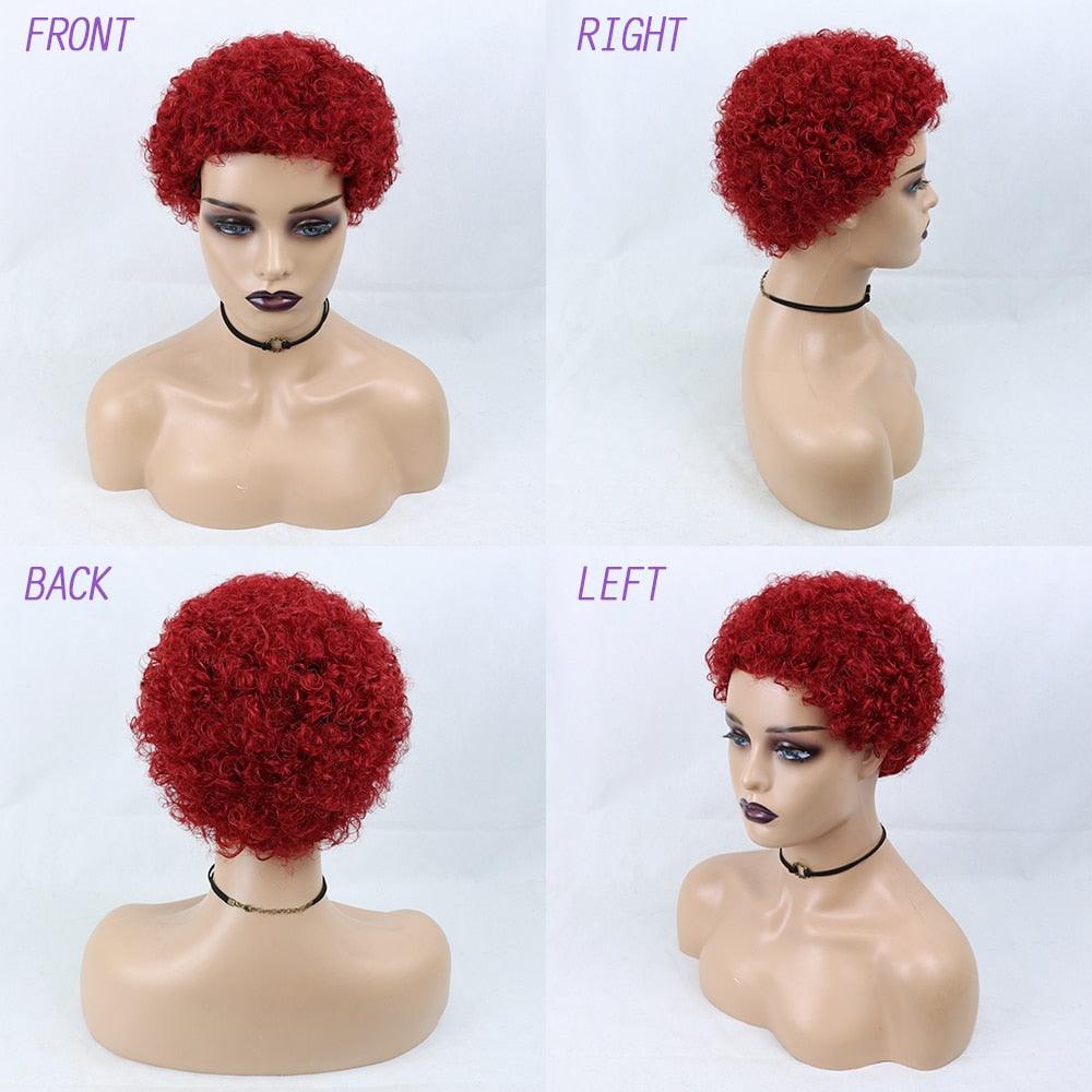 Perruques Courtes Cheveux Bouclés Coupe Pixie Cheveux Humains Brésiliens Pour Femmes Noires Noir Naturel 150% Densité Perruque Cheveux Humains Frisés Crépus Afro Sans Colle Pour Femmes Noires Cadeaux Pour Petites Amies