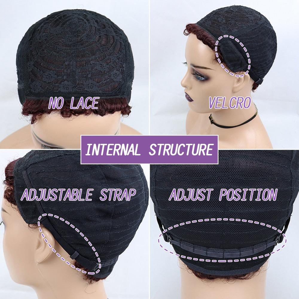 Perruques Courtes Cheveux Bouclés Coupe Pixie Cheveux Humains Brésiliens Pour Femmes Noires Noir Naturel 150% Densité Perruque Cheveux Humains Frisés Crépus Afro Sans Colle Pour Femmes Noires Cadeaux Pour Petites Amies