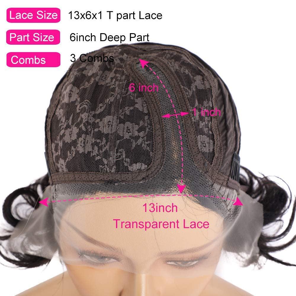 Perruque Courte Pixie Cut, Perruque Cheveux Humains avec Dentelle Transparente pour Femmes, Perruque Frontale Lisse, Perruque Carrée avec Raie sur le Côté, Courtes Perruques avec Dentelle pour Femmes Noires, Cadeaux pour Petites Amies