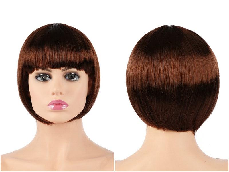 Perruques Courtes Bob Droites Synthétiques Blanches Roses Rouges Noires Marrons Bleues de 10 pouces avec Frange pour Femmes Halloween Cosplay Fête Pour Femmes Noires Cadeaux pour Petites Amies