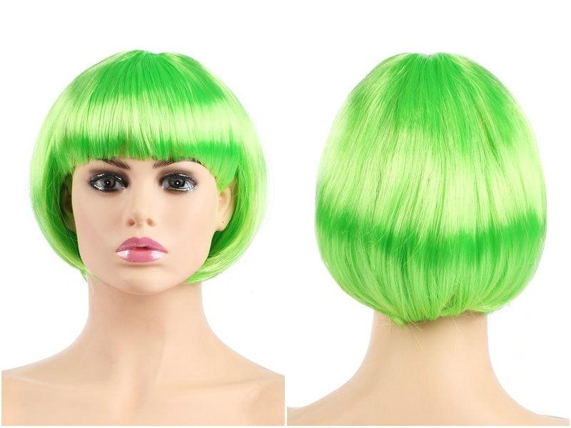 Perruques Courtes Bob Droites Synthétiques Blanches Roses Rouges Noires Marrons Bleues de 10 pouces avec Frange pour Femmes Halloween Cosplay Fête Pour Femmes Noires Cadeaux pour Petites Amies