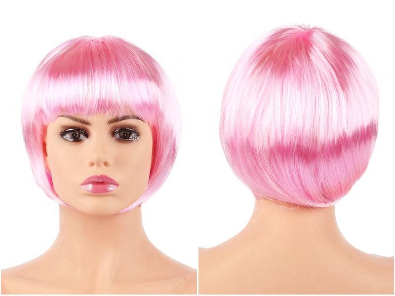 Perruques Courtes Bob Droites Synthétiques Blanches Roses Rouges Noires Marrons Bleues de 10 pouces avec Frange pour Femmes Halloween Cosplay Fête Pour Femmes Noires Cadeaux pour Petites Amies