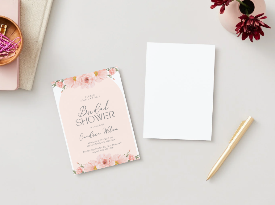 Editable Bridal Shower Invitation - Blush Floral Bridal Invite