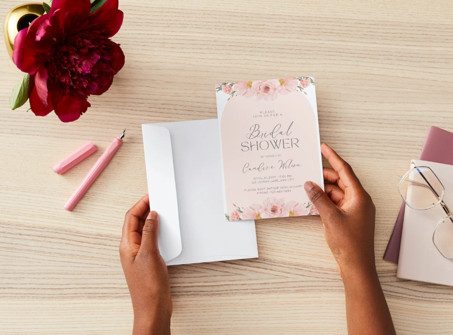 Editable Bridal Shower Invitation - Blush Floral Bridal Invite