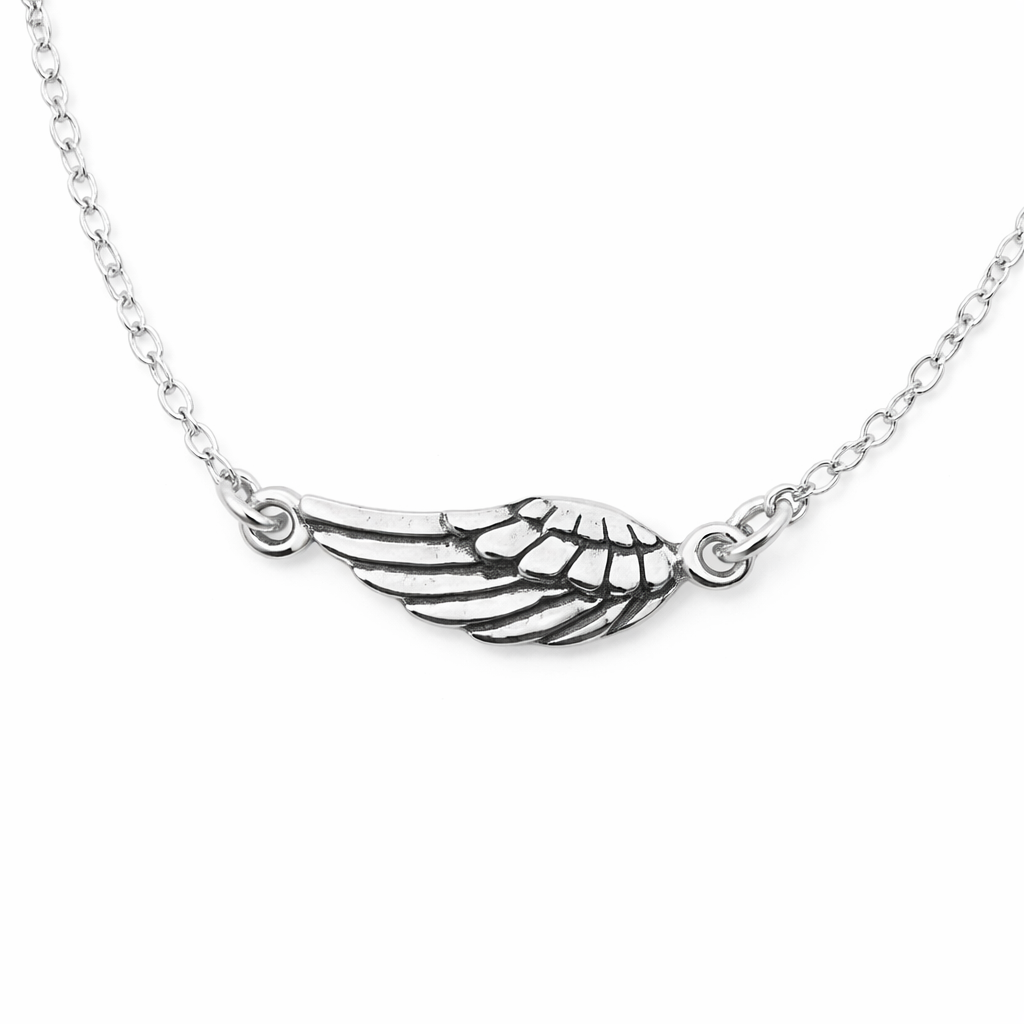 Collier délicat en argent sterling avec aile d'ange – Bijou commémoratif simple et cadeau de souvenir