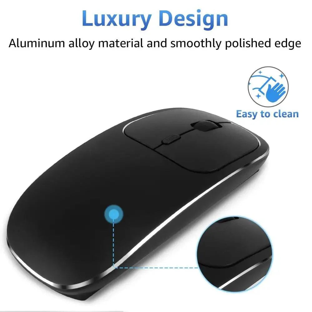 Souris portable USB sans fil rechargeable mince et silencieuse 2,4 G ultra-mince 1600 DPI, ergonomique et silencieuse pour ordinateur portable