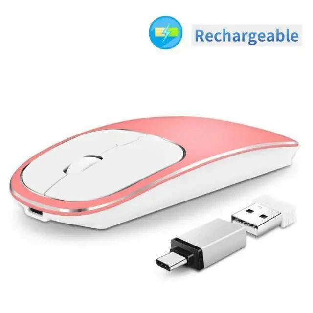 Souris portable USB sans fil rechargeable mince et silencieuse 2,4 G ultra-mince 1600 DPI, ergonomique et silencieuse pour ordinateur portable