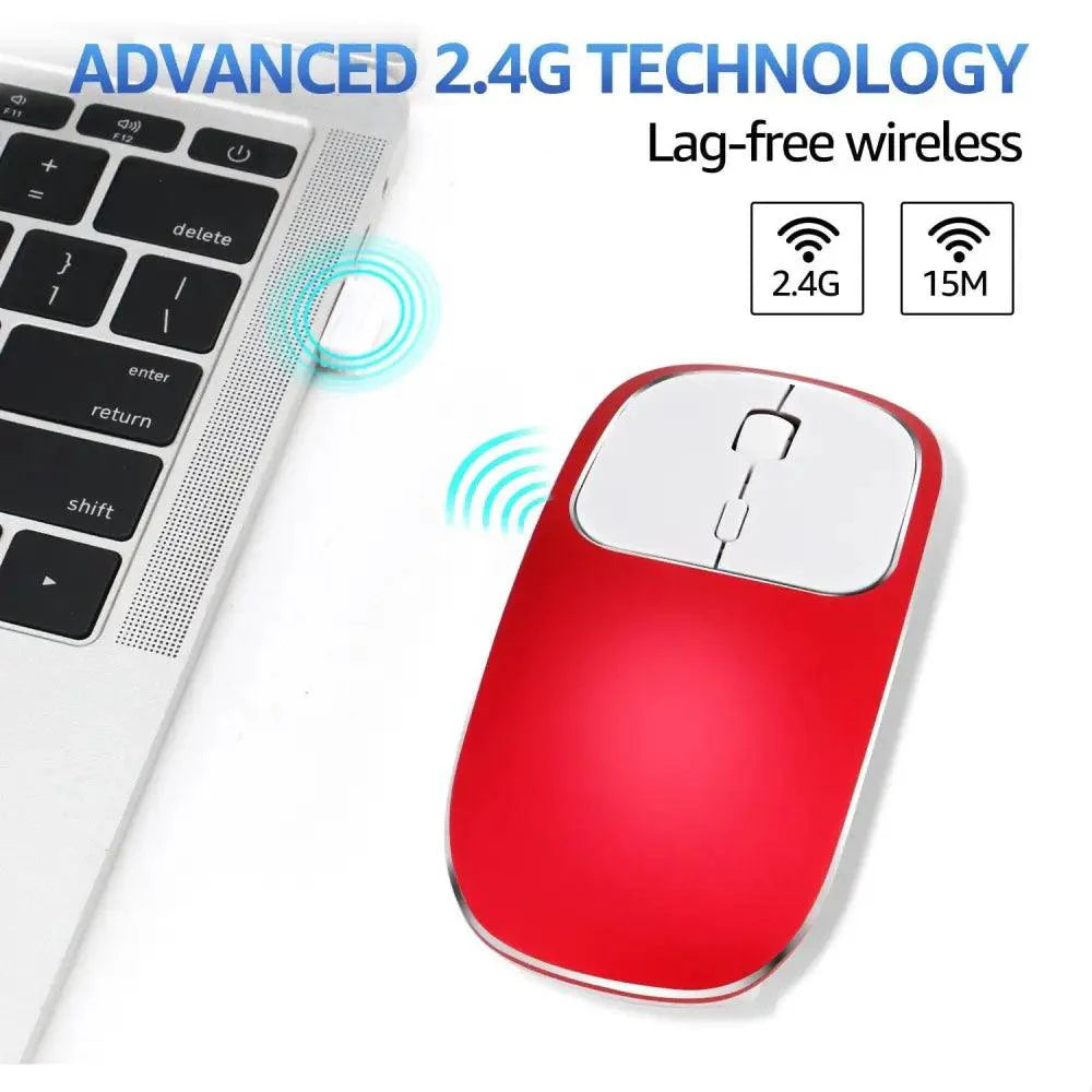 Souris portable USB sans fil rechargeable mince et silencieuse 2,4 G ultra-mince 1600 DPI, ergonomique et silencieuse pour ordinateur portable