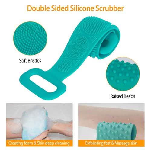 Ceinture de douche exfoliante en silicone pour le corps