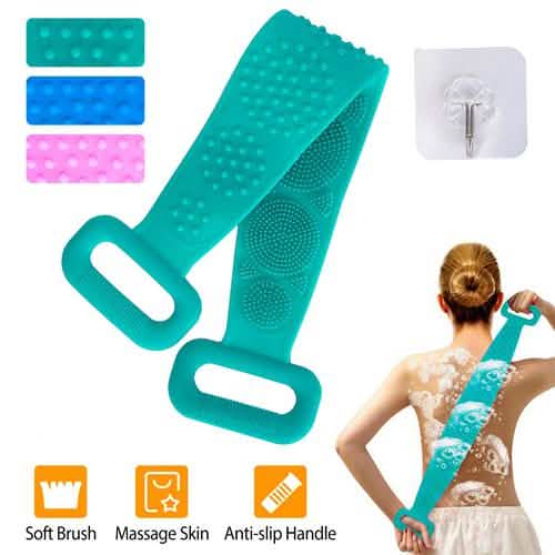 Ceinture de douche exfoliante en silicone pour le corps
