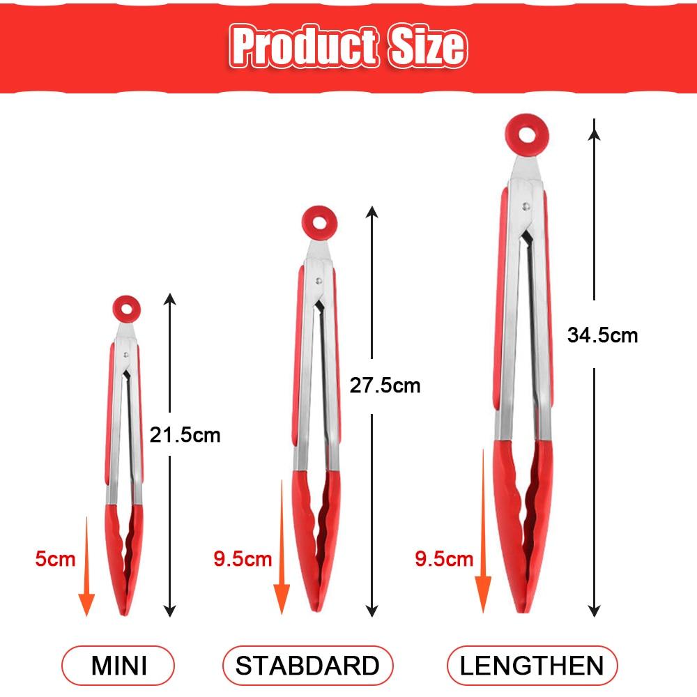 Pinces de cuisine en silicone pour barbecue, salade, pinces de service antiadhésives pour barbecue, pinces à barbecue en acier inoxydable, outils de cuisine