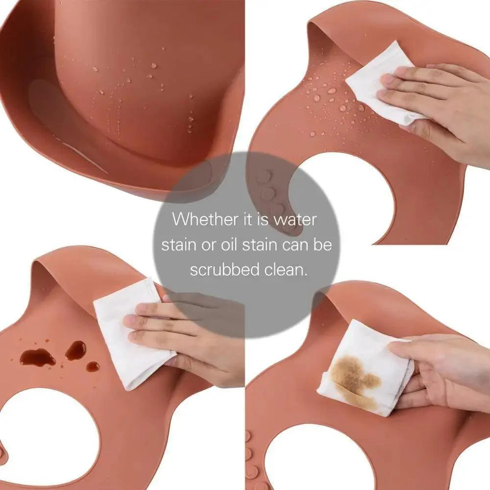 Bavoirs en silicone pour enfants, bavoirs imperméables pour nouveau-nés, vaisselle d'alimentation, bavoirs pour tout-petits