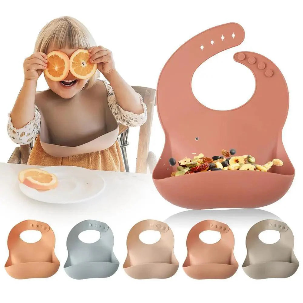 Bavoirs en silicone pour enfants, bavoirs imperméables pour nouveau-nés, vaisselle d'alimentation, bavoirs pour tout-petits