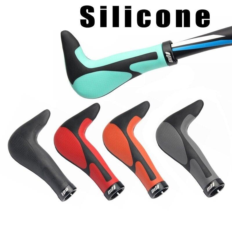 Poignées de vélo en silicone Poignées de VTT souples Guidon Anneau de blocage en alliage d'aluminium Poignées de vélo Poignées de guidon ergonomiques Confortables Douces Légères Poignées de guidon verrouillables pour VTT Cyclisme