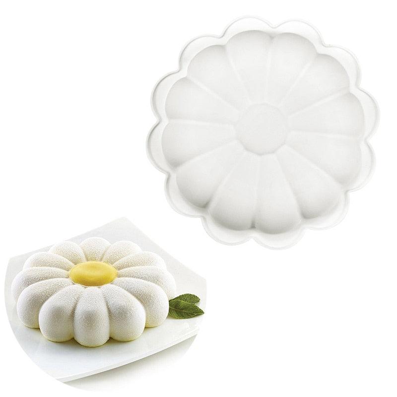 Moule à gâteau en silicone 1/6 cavité Motif marguerite Ensemble de pâtisserie Dessert Ustensiles de cuisine Moule à mousse pour fête Outils de cuisson en silicone Mélange de moules tulipe marguerite