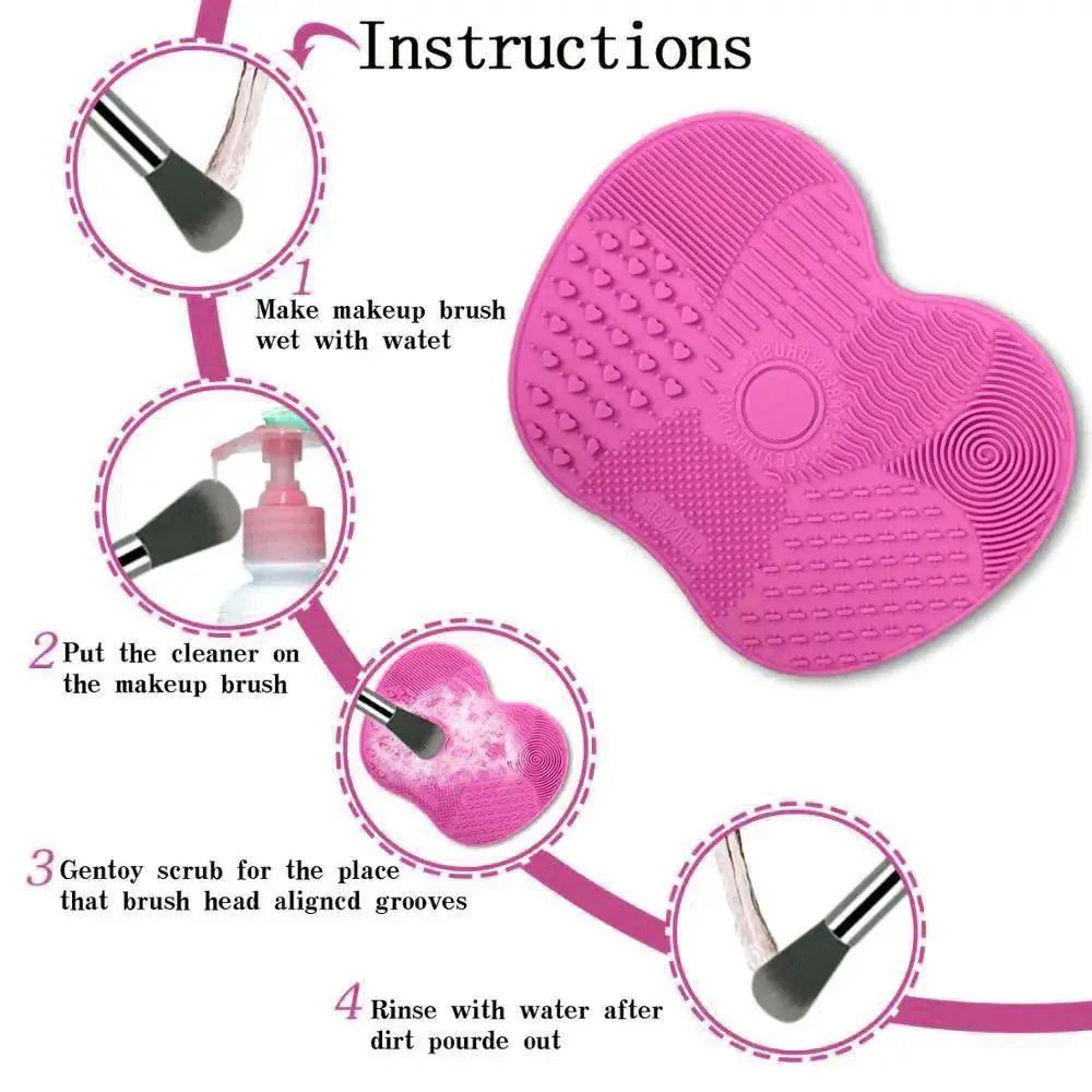 Tapis de nettoyage pour pinceaux de maquillage en silicone - Outil de lavage et de nettoyage de maquillage portable
