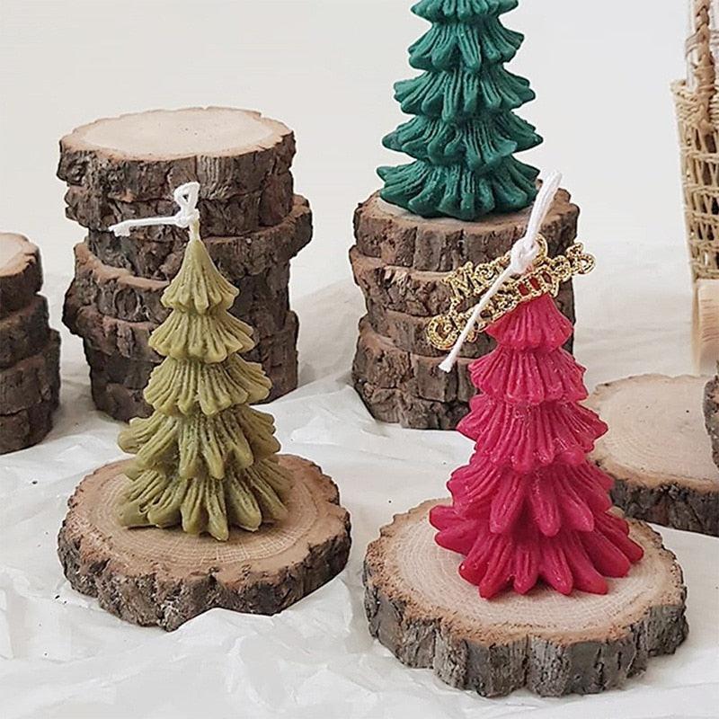 Moule en Silicone Sapin de Noël, Moule à Gâteau, Outils de Décoration, Moule à Bougie, Outil de Cuisson, Décoration de Maison pour Fête de Noël, Moule en Silicone 3D Sapin pour Bougie, 4 Moules Différents pour Sapin de Noël.
