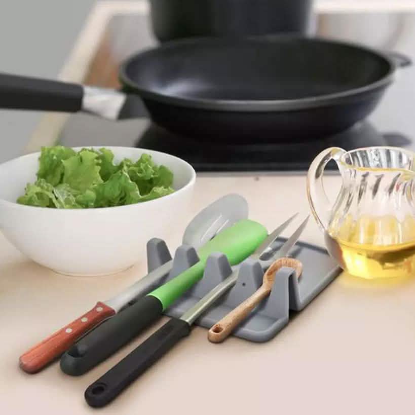 Repose-cuillère en silicone avec égouttoir