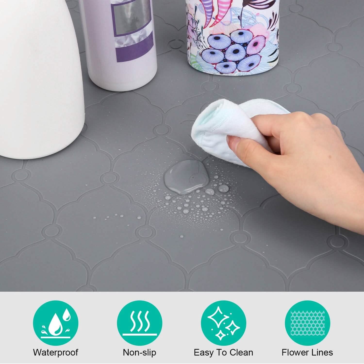 Tapis de protection d'évier en silicone avec trou de drainage