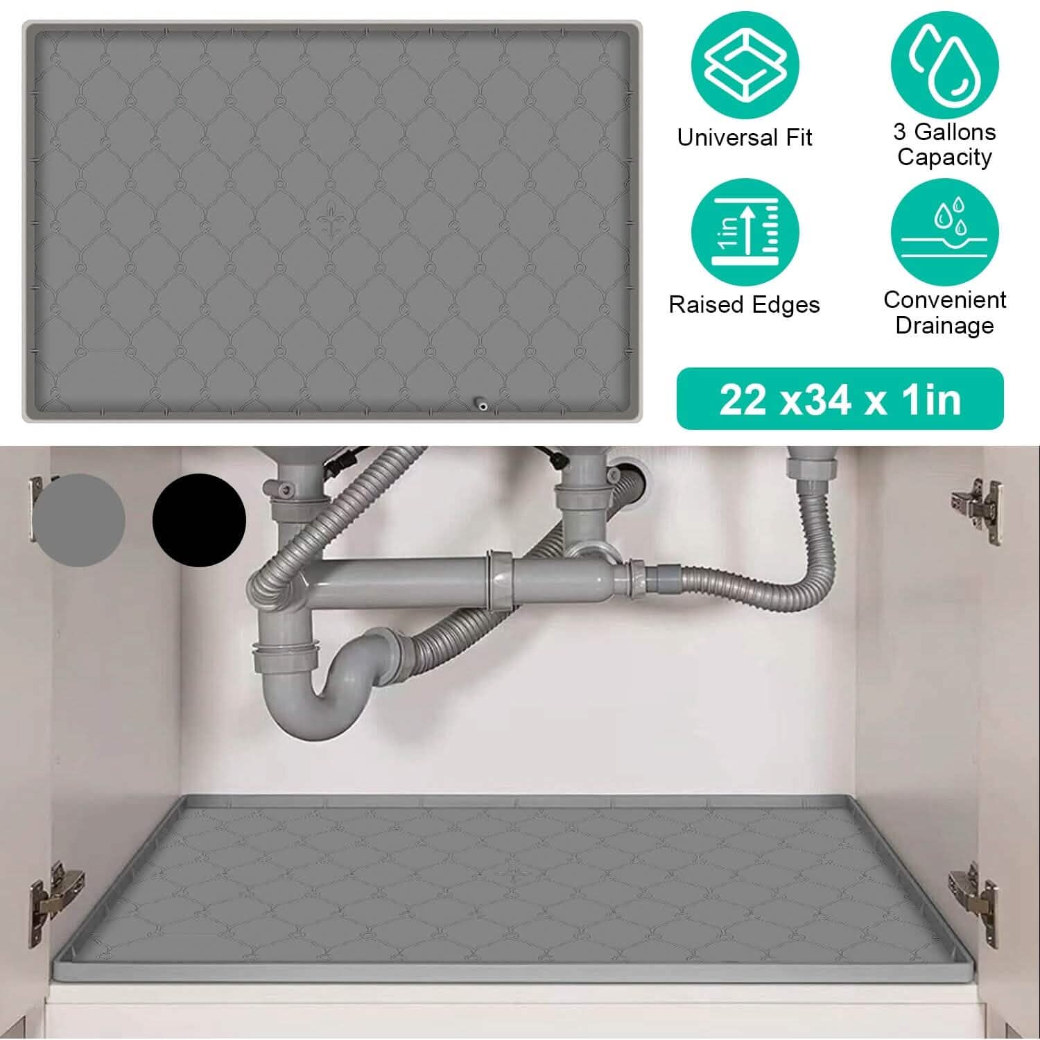 Tapis de protection d'évier en silicone avec trou de drainage