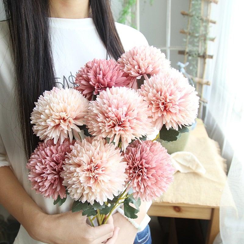 Bouquets de fleurs artificielles en soie – Boules de fleurs artificielles pour la maison, la décoration de mariage, les cadeaux de Saint-Valentin