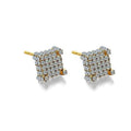 Boucles d'oreilles clous en argent micro serti de pierres latérales carrées transparentes 3D
