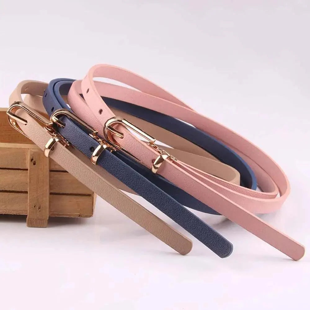 Ceintures en cuir mignonnes simples, couleur bonbon, ceinture fine et étroite, ceintures classiques réglables à la mode pour femmes