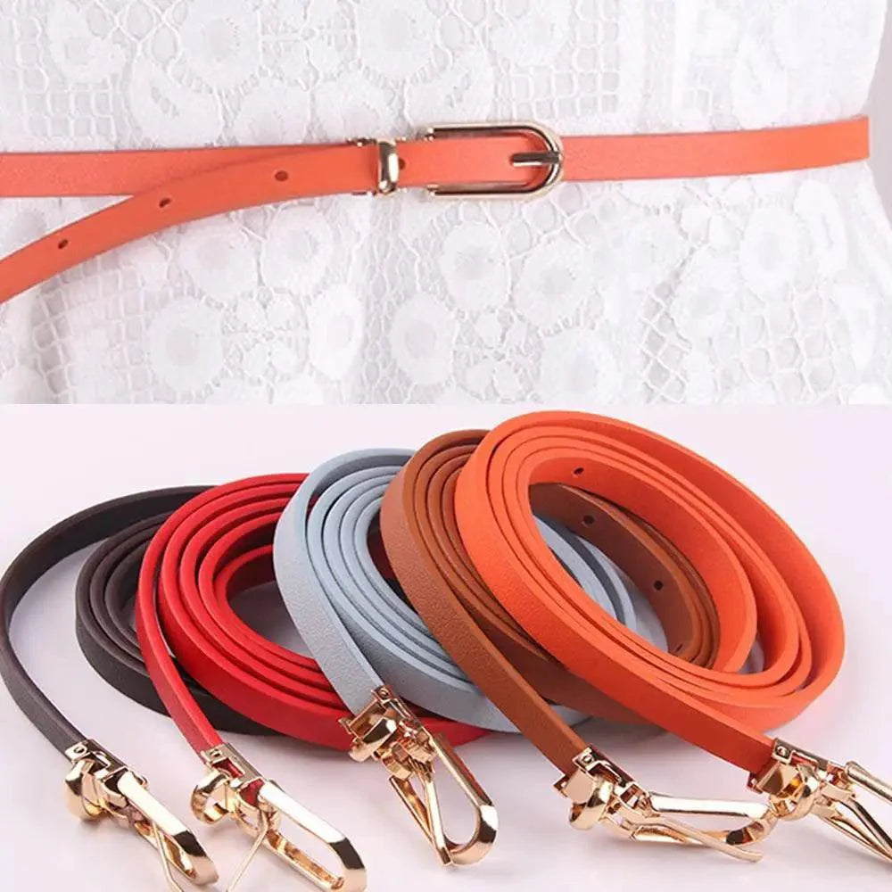 Ceintures en cuir mignonnes simples, couleur bonbon, ceinture fine et étroite, ceintures classiques réglables à la mode pour femmes