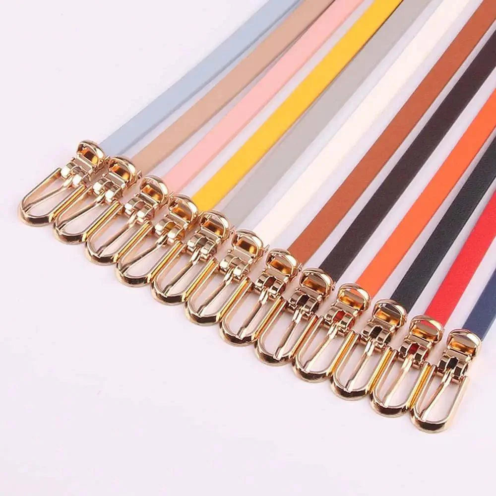 Ceintures en cuir mignonnes simples, couleur bonbon, ceinture fine et étroite, ceintures classiques réglables à la mode pour femmes