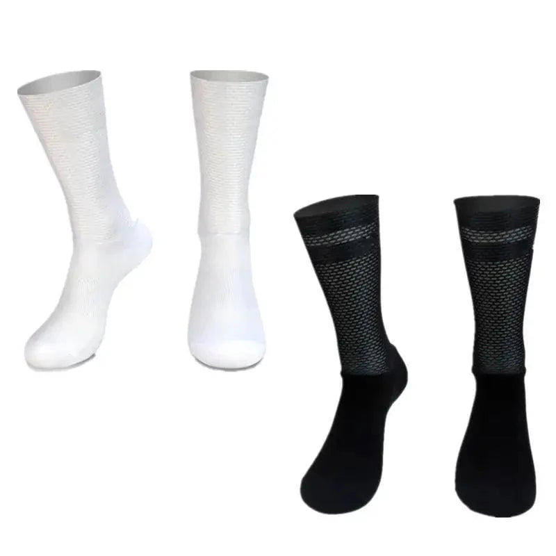 Chaussettes de cyclisme antidérapantes en silicone au design simple et moderne pour hommes, chaussettes de course uniques pour vélo, chaussettes de sport légères et respirantes