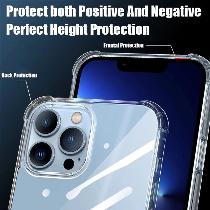 Coque de protection simple en silicone pour iPhone 14 13 12 11 Pro Max Mini X XS XR 8 7 6s 6Plus - Étui de protection d'objectif antichoc et souple - Coque arrière de protection intégrale antichoc pour iPhone