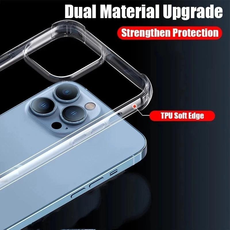 Coque de protection simple en silicone pour iPhone 14 13 12 11 Pro Max Mini X XS XR 8 7 6s 6Plus - Étui de protection d'objectif antichoc et souple - Coque arrière de protection intégrale antichoc pour iPhone