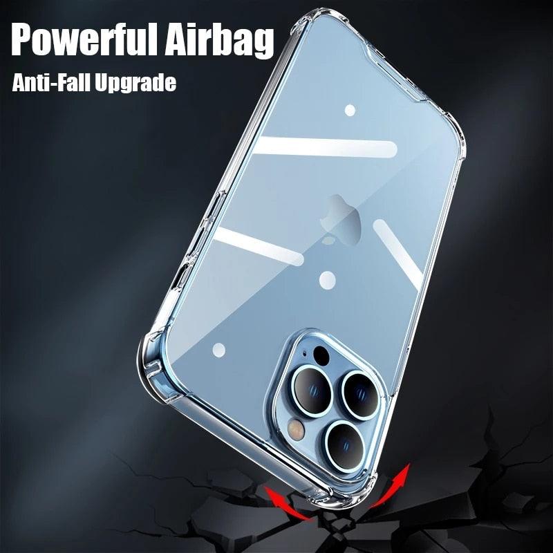 Coque de protection simple en silicone pour iPhone 14 13 12 11 Pro Max Mini X XS XR 8 7 6s 6Plus - Étui de protection d'objectif antichoc et souple - Coque arrière de protection intégrale antichoc pour iPhone
