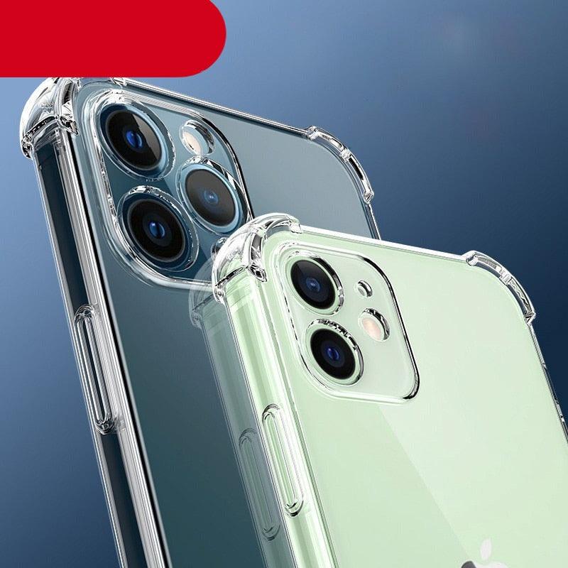 Coque de protection simple en silicone pour iPhone 14 13 12 11 Pro Max Mini X XS XR 8 7 6s 6Plus - Étui de protection d'objectif antichoc et souple - Coque arrière de protection intégrale antichoc pour iPhone