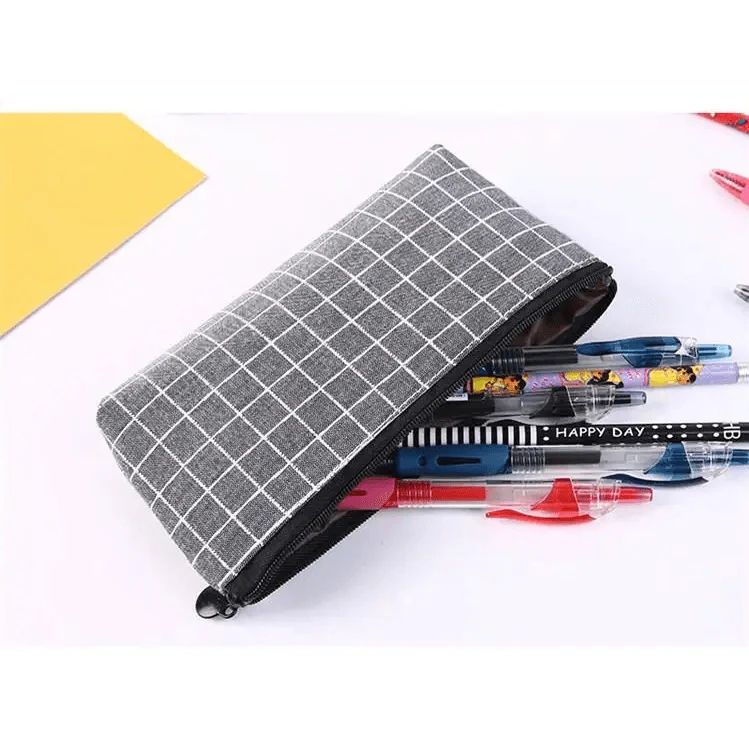 Trousses à Crayons Simples à Rayures Colorées pour Étudiants, Trousse Scolaire Rétro Grande Capacité