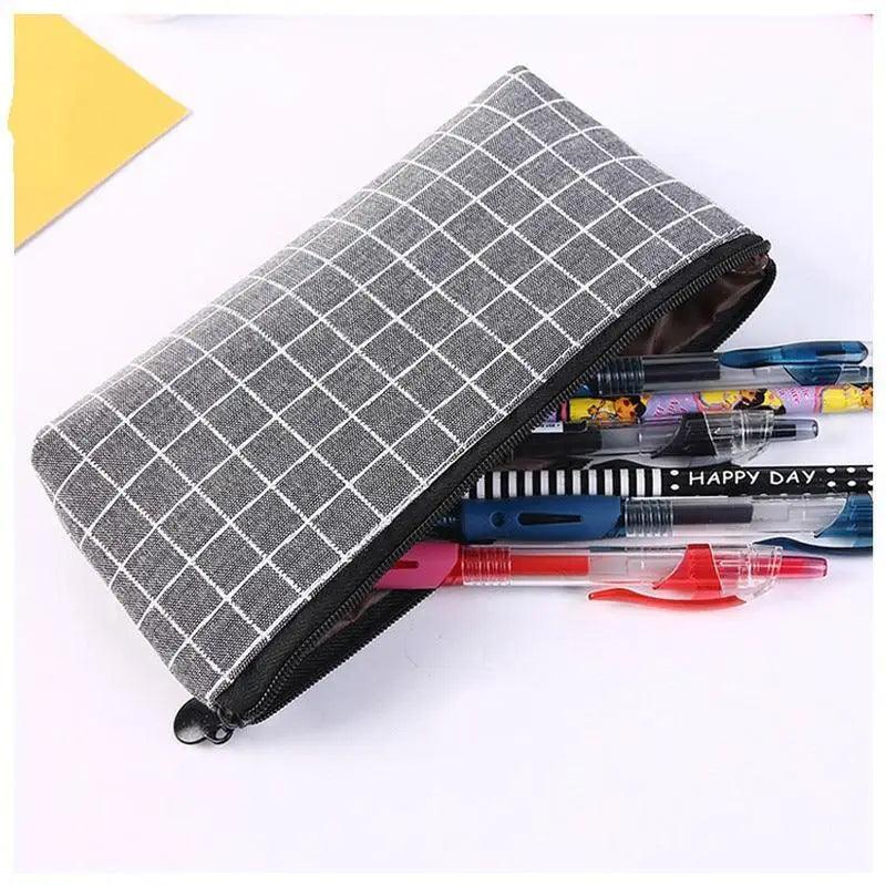 Trousses à Crayons Simples à Rayures Colorées pour Étudiants, Trousse Scolaire Rétro Grande Capacité