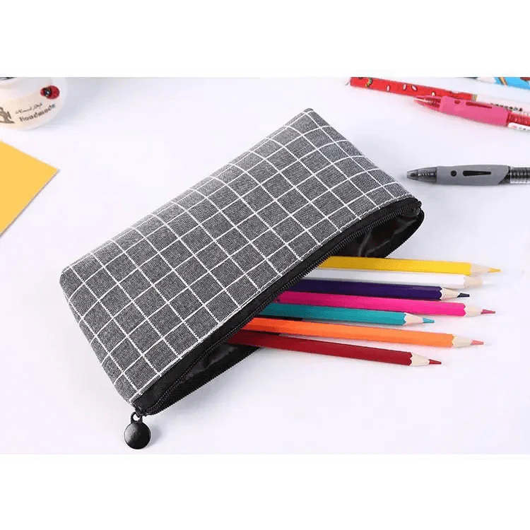 Trousses à Crayons Simples à Rayures Colorées pour Étudiants, Trousse Scolaire Rétro Grande Capacité