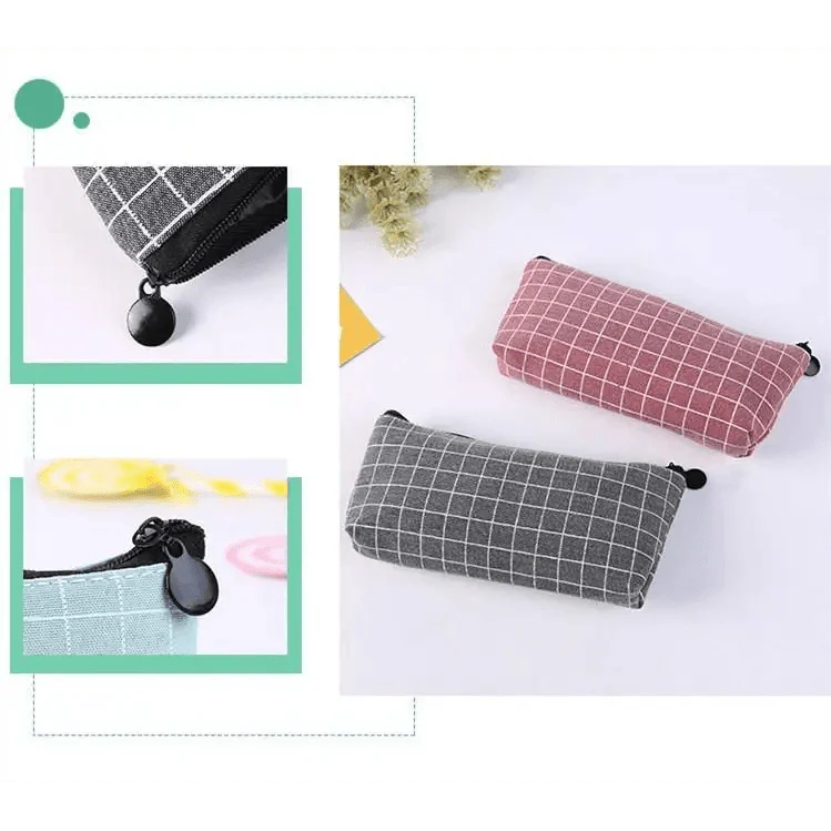 Trousses à Crayons Simples à Rayures Colorées pour Étudiants, Trousse Scolaire Rétro Grande Capacité