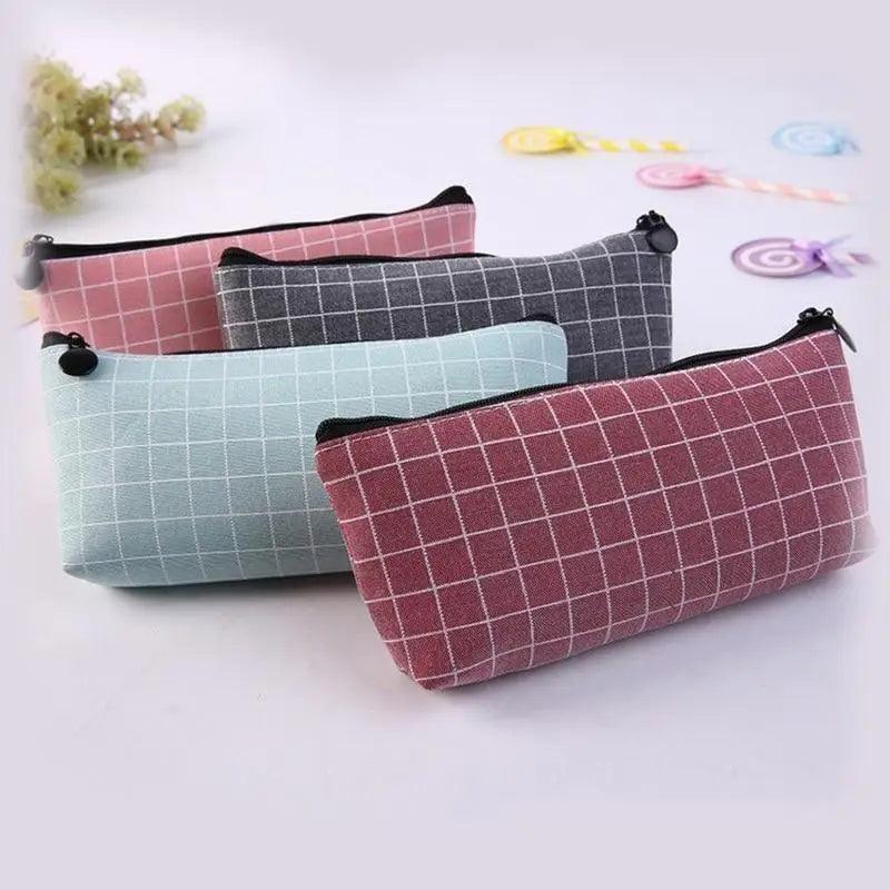 Trousses à Crayons Simples à Rayures Colorées pour Étudiants, Trousse Scolaire Rétro Grande Capacité