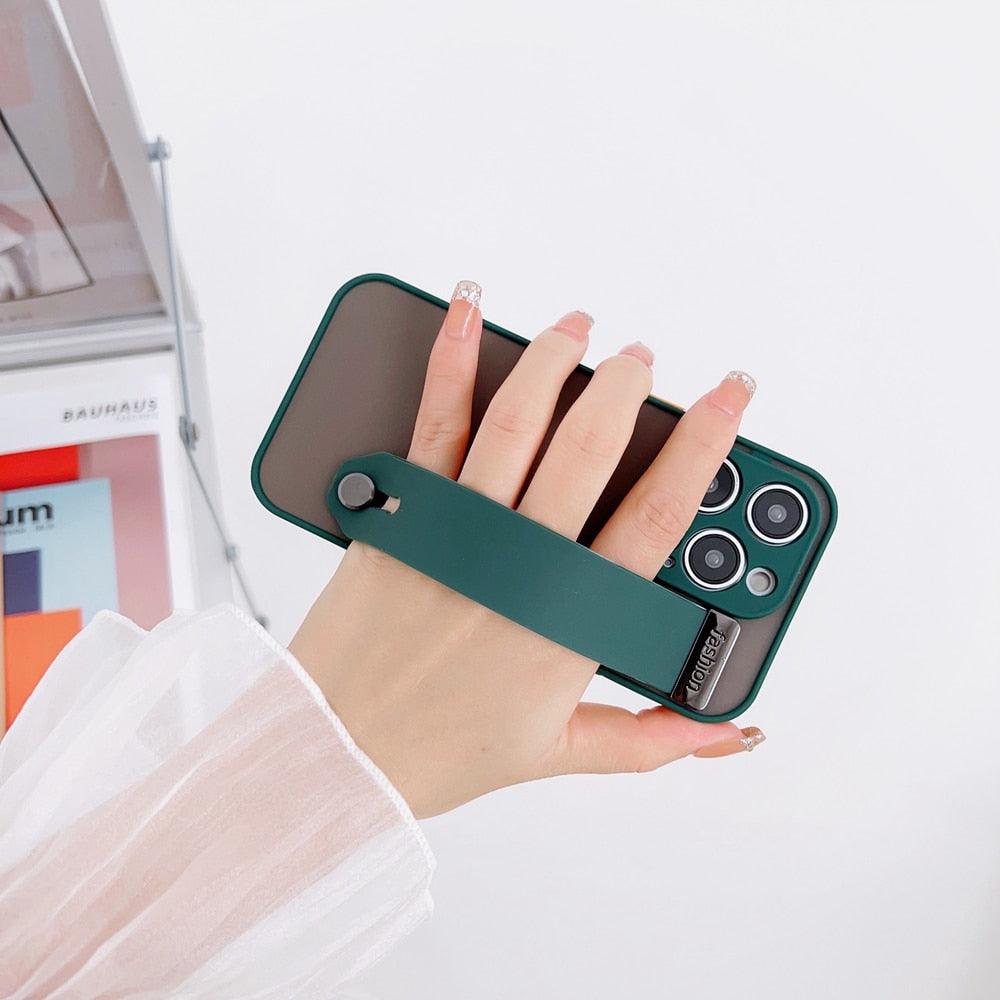 Simple Unique Design Coque en Silicone Protection Complète de l'Objectif Armure Antichoc avec Dragonne pour iPhone 14 13 12 11 Pro Max XR XS X 7 8 Plus Housse de Téléphone Rigide de Luxe en Silicone