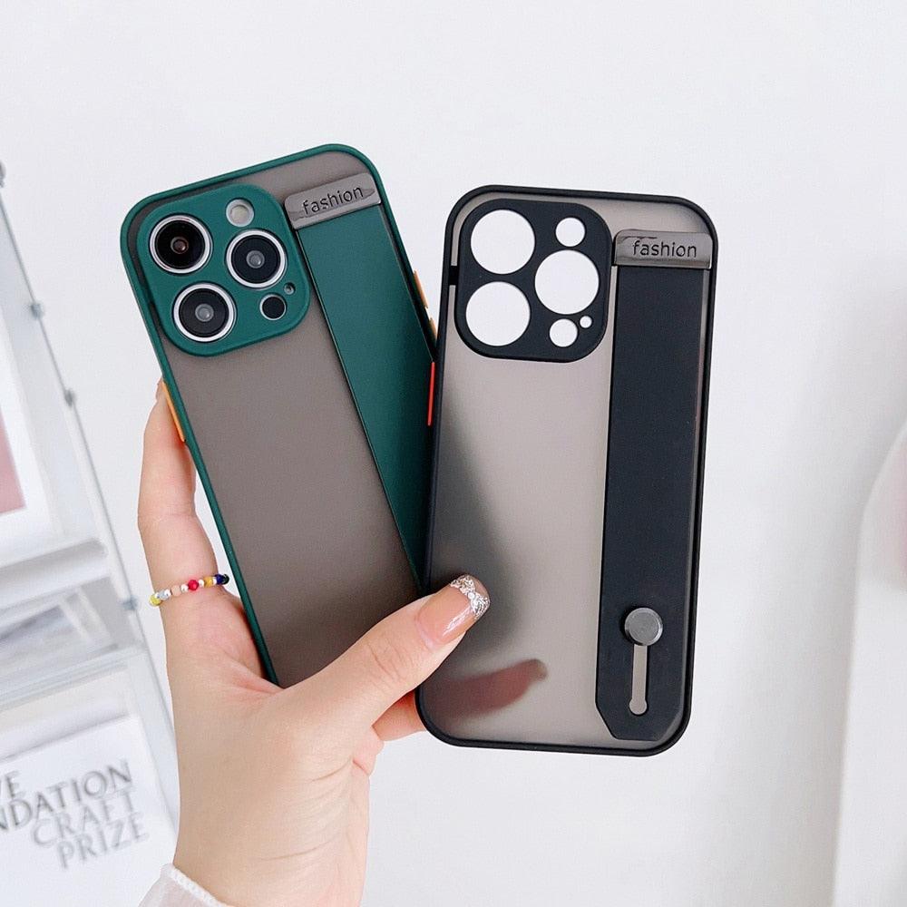 Simple Unique Design Coque en Silicone Protection Complète de l'Objectif Armure Antichoc avec Dragonne pour iPhone 14 13 12 11 Pro Max XR XS X 7 8 Plus Housse de Téléphone Rigide de Luxe en Silicone