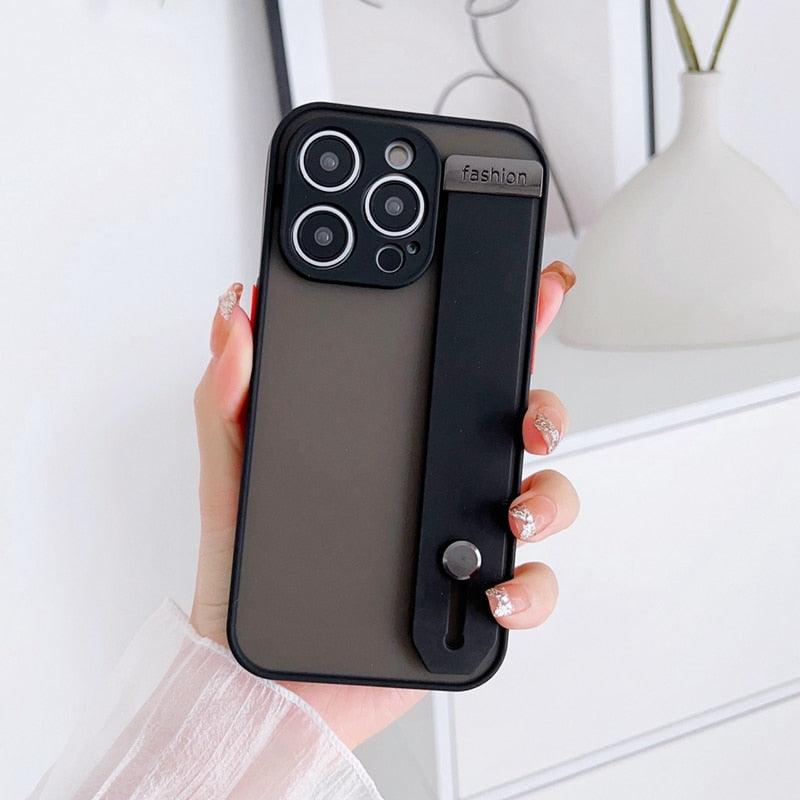Simple Unique Design Coque en Silicone Protection Complète de l'Objectif Armure Antichoc avec Dragonne pour iPhone 14 13 12 11 Pro Max XR XS X 7 8 Plus Housse de Téléphone Rigide de Luxe en Silicone